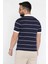 Erkek Polo Yaka Yarım Fermuarlı Çizgi Desenli Triko Tişört P-00016808 3