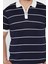 Erkek Polo Yaka Yarım Fermuarlı Çizgi Desenli Triko Tişört P-00016808 4