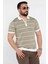Erkek Polo Yaka Yarım Fermuarlı Çizgi Desenli Triko Tişört P-00016808 2