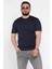 Erkek Bisiklet Yaka Kendinden Çizgi Desenli Triko Tişört P-00016810 1