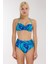 5625 Turkuaz Desenli Yüksek Bel Bikini Takımı 1