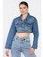 Kadın Crop Top Jean Kot Ceket P-00017199 1
