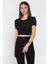 Kadın Bisiklet Yaka Likralı Crop Top Bluz P-00017184 2