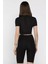 Kadın Bisiklet Yaka Likralı Crop Top Bluz P-00017184 3