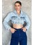 Kadın Crop Top Jean Kot Ceket P-00017199 1