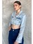 Kadın Crop Top Jean Kot Ceket P-00017199 2