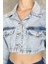 Kadın Crop Top Jean Kot Ceket P-00017199 4