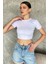 Kadın Bisiklet Yaka Likralı Crop Top Bluz P-00017184 1