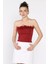 Kadın Ön Peluş Detaylı Straplez Crop Top Bluz P-00017001 1