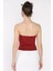 Kadın Ön Peluş Detaylı Straplez Crop Top Bluz P-00017001 4