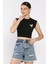 Kadın Japone Kol Fiyonklu Fitilli Crop Top Bluz P-00016999 2