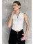 Kadın Yarım Fermuarlı Fitilli Crop Top Bluz P-00016993 2