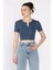 Kadın Ön Fermuarlı Modal Kumaş Crop Top Bluz P-00016944 1