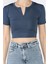 Kadın Ön Fermuarlı Modal Kumaş Crop Top Bluz P-00016944 4