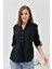 Kadın Bluz Metal Düğmeli Bluz Siyah - 33022 1