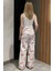 Kadın Bel Lastikli Nakışlı Yüksek Bel Keten Pantolon P-00016601 3
