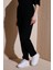 Beli Lastikli Keten Pantolon Siyah 4