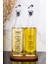 2li 750 ml Ahşap Standlı Ayçiçek Yağı ve Zeytinyağı Yağlık Sıvı Yağ Şişesi Gri Tıpalı Cam Yağdanlık 1