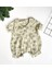 Minicixbebe Müslin Kumaş Haki Fiyonklu ve Çiçek Desenli Kız Bebek Yazlık Tulum 1