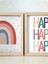 Doğal Ahşap Kenarlı Happy Gökkuşağı Duvar Dekoru Salon Oturma Yatak Çocuk Odası Için Tablo Seti 2