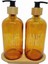 500ML Amber Cam Sıvı Sabunluk Seti, Bulaşık ve El Sabunu Için, Bambu Tepsili 2