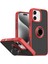 Apple iPhone 16 Plus Uyumlu Kılıf Yüzüklü Standlı Extra Darbe Koruma Sert Silikon Kapak - Kırmızı 1