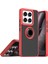 Xiaomi 14T Pro Uyumlu Kılıf Yüzüklü Standlı Extra Darbe Koruma Sert Silikon Kapak - Kırmızı 1