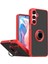 Samsung Galaxy S21 Fe Uyumlu Kılıf Yüzüklü Standlı Extra Darbe Koruma Sert Silikon Kapak - Kırmızı 1