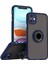 Apple iPhone 12 Mini Uyumlu Kılıf Yüzüklü Standlı Extra Darbe Koruma Sert Silikon Kapak - Lacivert 1