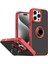 Apple iPhone 15 Pro Max Uyumlu Kılıf Yüzüklü Standlı Extra Darbe Koruma Sert Silikon Kapak - Kırmızı 1