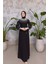 25Y4635 Elbise Abiye Yaka ve Omuzları Incili Kolları Organize Tül - Tane - 25Y4635 - Siyah - 42 1