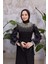 25Y4635 Elbise Abiye Yaka ve Omuzları Incili Kolları Organize Tül - Tane - 25Y4635 - Siyah - 42 2