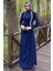 25Y4657 Elbise Abiye Krep Kumaş Bel Dropeli Taş Detay - Tane - 25Y4657 - Lacı - 48 2