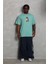 Unisex Oversize Baskılı Bisiklet Yaka T-Shirt - Mint Yeşili 3