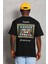 Unisex Oversize Baskılı Bisiklet Yaka T-Shirt - Siyah 5