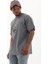 Unisex Oversize Baskılı Bisiklet Yaka T-Shirt - Füme 1