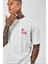 Unisex Baskılı Oversize T-Shirt - Beyaz 1