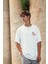 Unisex Baskılı Oversize T-Shirt - Beyaz 2