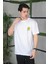 Unisex Bisiklet Yaka Baskılı Oversize T-Shirt - Beyaz 2