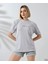 Unisex Bisiklet Yaka Baskılı Slim Fit T-Shirt - Boyalı Gri 3