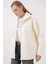 55446 Fermuarlı Oversize Peluş Mont - Bej 1