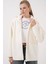 55446 Fermuarlı Oversize Peluş Mont - Bej 4