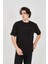 Unisex Jakar Kumaş Rahat Kol T-Shirt - Siyah 2