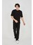 Unisex Jakar Kumaş Rahat Kol T-Shirt - Siyah 4