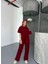 Osy Modal Yumuşak Dokulu Kumaş Kısa Kollu Bluz Rahat Pantalon Ikili Takım- Bordo 2