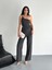 Asimetrik Crop Pantalon Ikili Takım - Füme 1