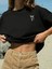 Fiyonk Baskılı Siyah Oversize Unisex T-Shirt- Siyah 1