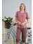 Kadın Milan Kumaş Bisiklet Yaka Kaprili Pijama Takımı - 7610 1