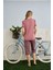 Kadın Milan Kumaş Bisiklet Yaka Kaprili Pijama Takımı - 7610 3