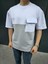 Unisex Torba Cep Detaylı Parçalı T-Shirt - Gri 3
